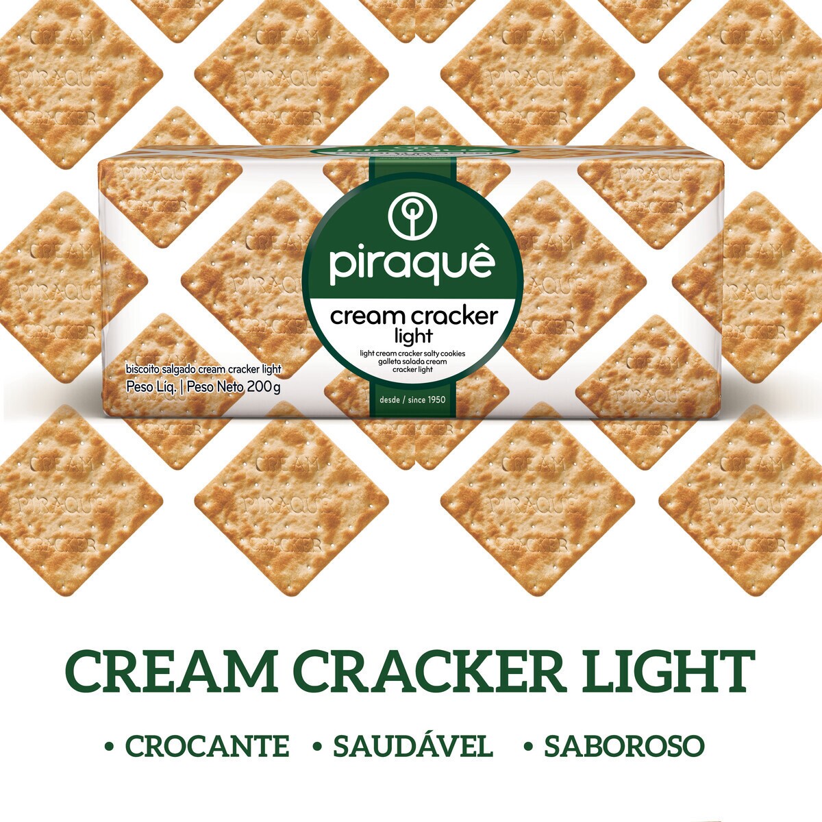 Biscoito Salgado Cream Cracker Light PIRAQUÊ 200g Biscoito Salgado Cream Cracker Light PIRAQUÊ 200g