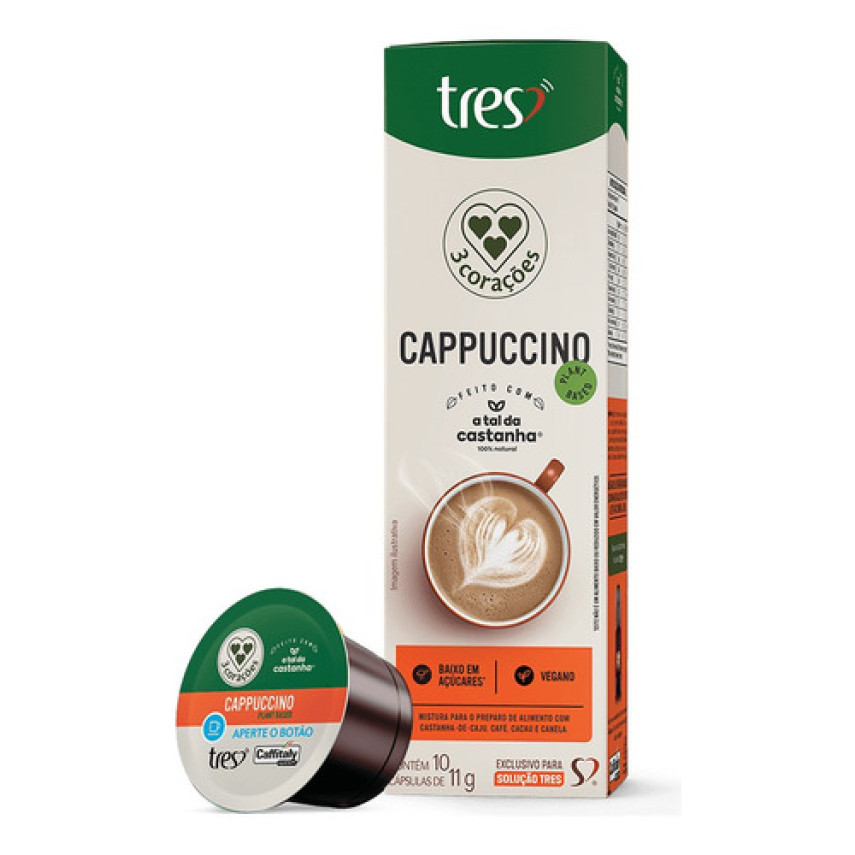 Cápsula de Cappuccino Feito com A Tal Da Castanha 3 CORACÕES 10x11g