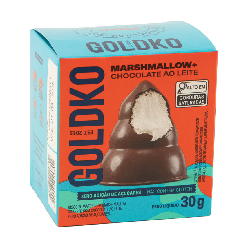Wafer com Marshmallow Coberto com Chocolate Zero Açúcar GOLDKO 30g