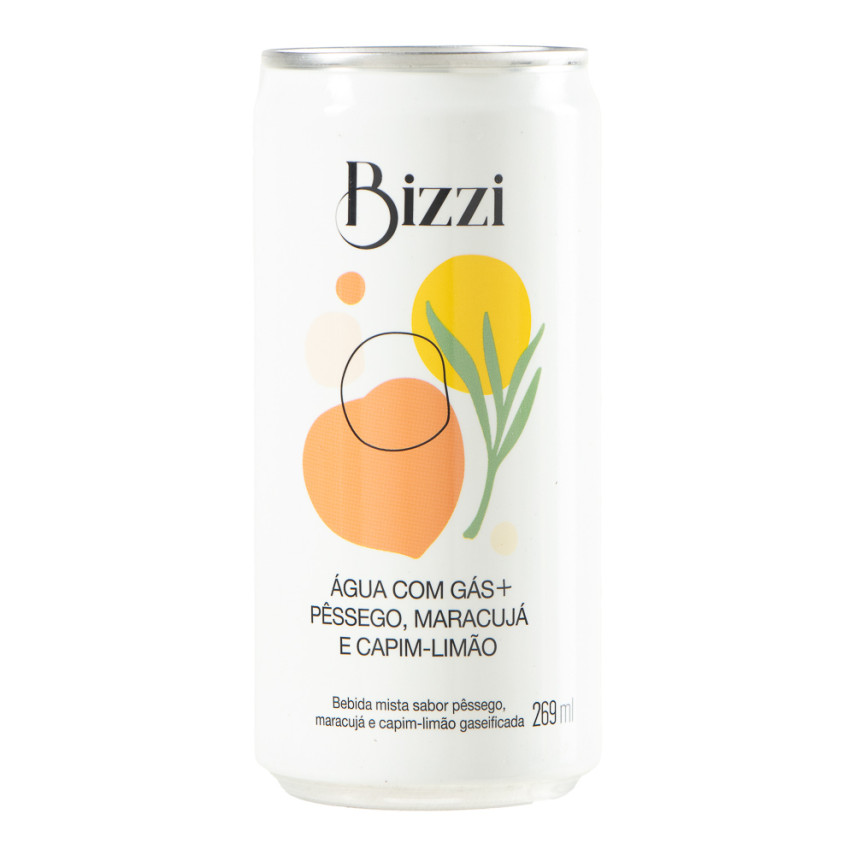  Água Com Gás Sabor Pêssego, Maracujá e Capim Limão BIZZI 269ml