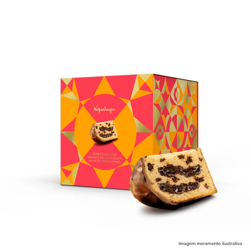 Panetone Tradicional Recheado com Chocolate ao Leite KOPENHAGEN 630g