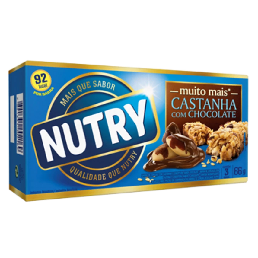 Barra de Cereais Castanha com Chocolate NUTRY 66g