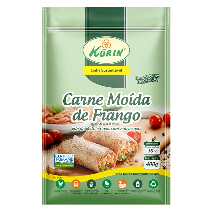 Carne Moída de Frango Congelada Korin 400g