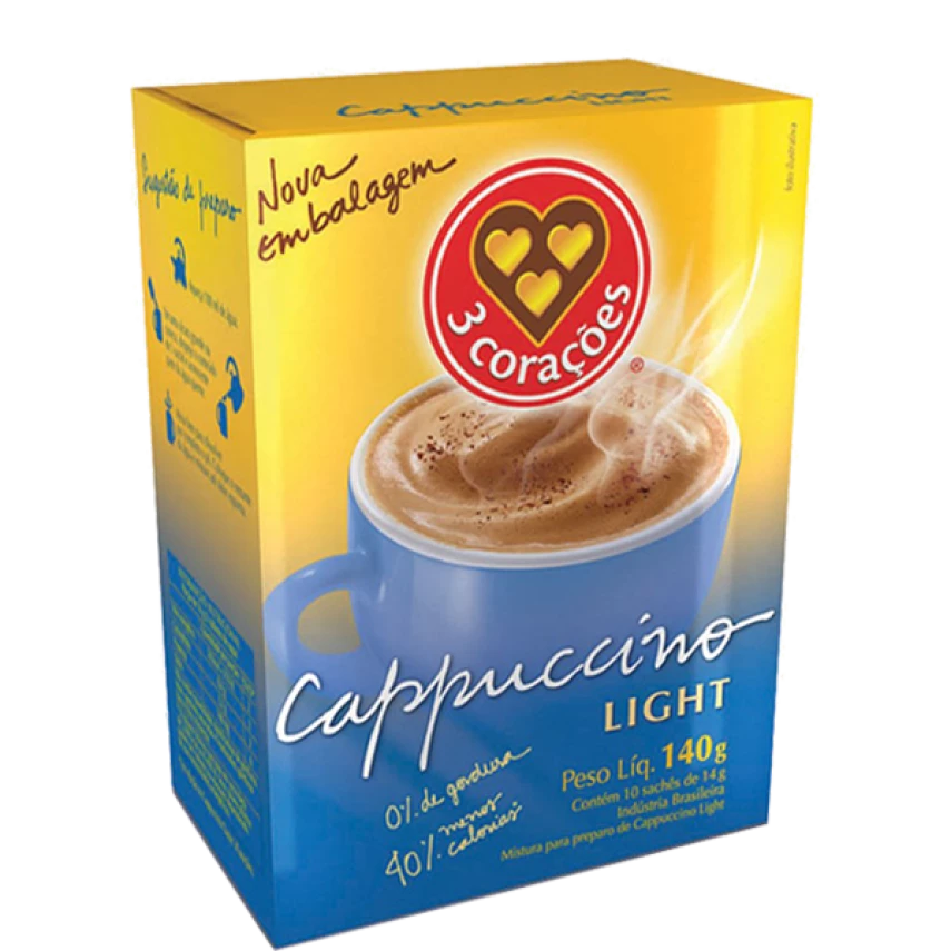 Cappuccino Light 10 Sachês 3 CORAÇÕES 140g