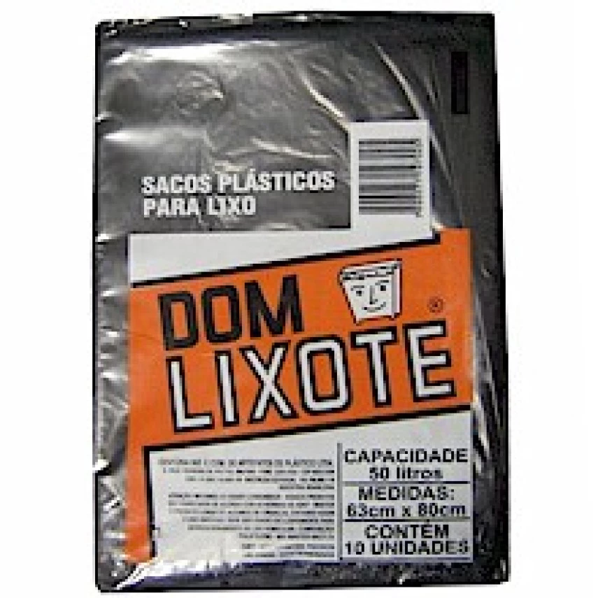 Saco de Lixo DOM LIXOTE Preto 50 Litros com 10 Unidades