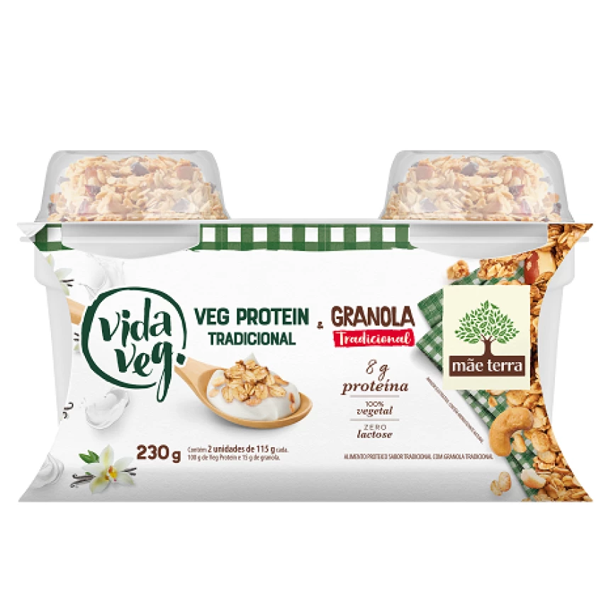 Iogurte Veg Protein tradicional com Granola Mãe Terra VIDA VEG 230g
