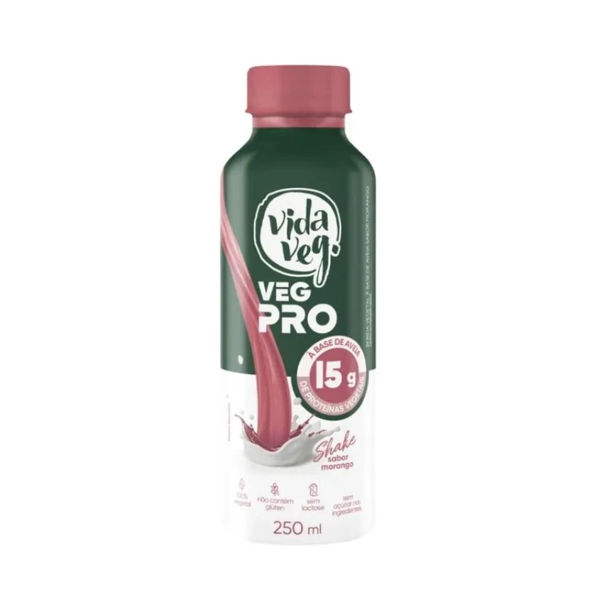 Shake Veg Pro de Morango 15g de Proteína VIDA VEG 250ml
