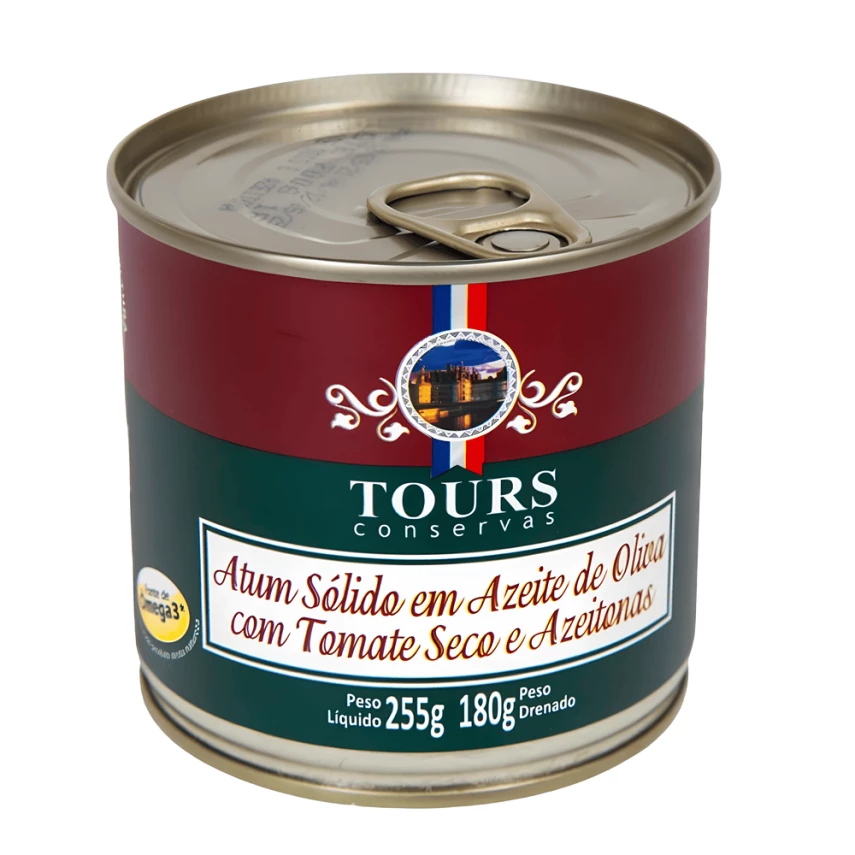 Atum Sólido em Azeite com Tomate Seco e Azeitona TOURS 255g