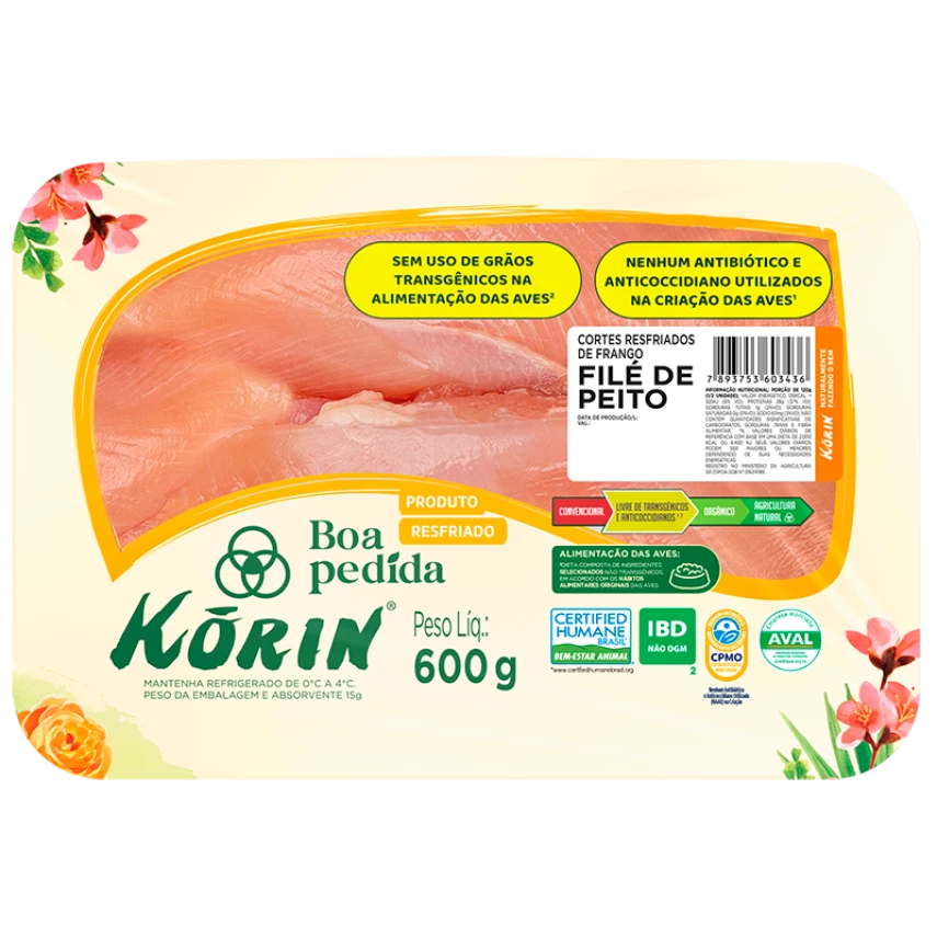 Filé de Peito de Frango Resfriado KORIN 600g