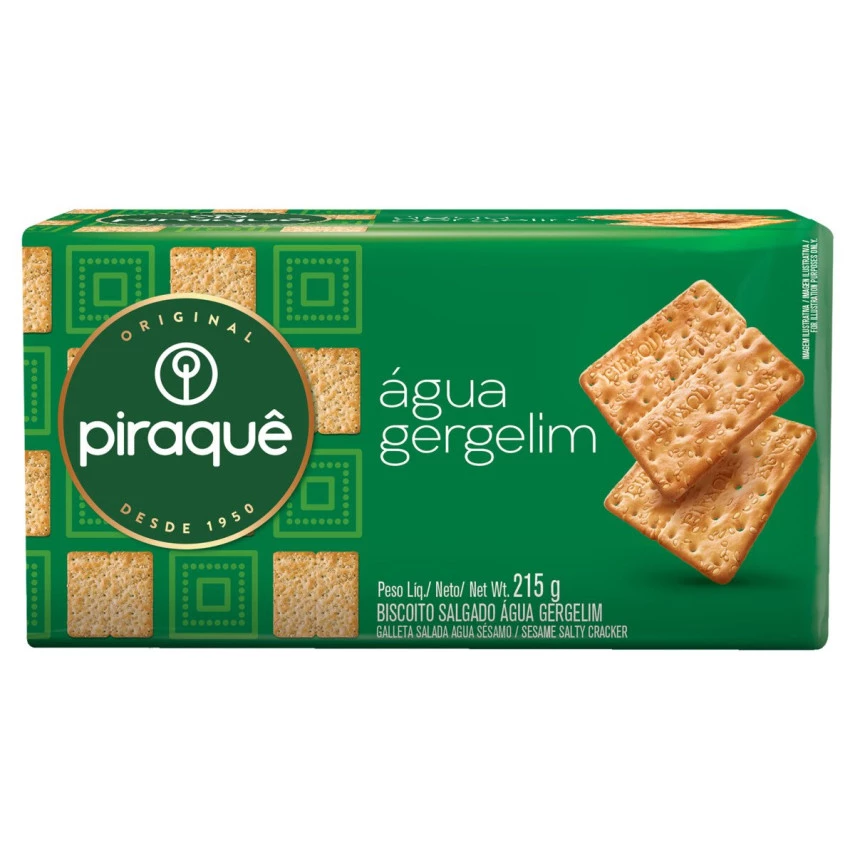 Biscoito Salgado Água e Gergelim PIRAQUÊ 215g