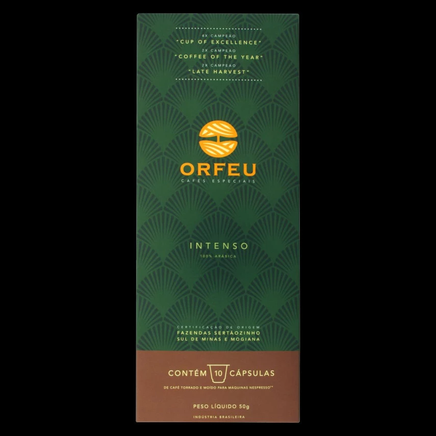Café em Cápsula Torrado e Moído Intenso Orfeu Caixa 50g 10 Unidades 1