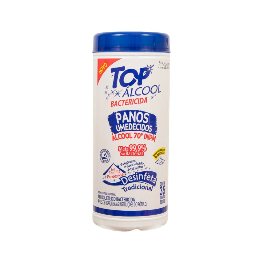 Álcool Panos Umedecidos Tradicional com 35 Unidades 70° TOP