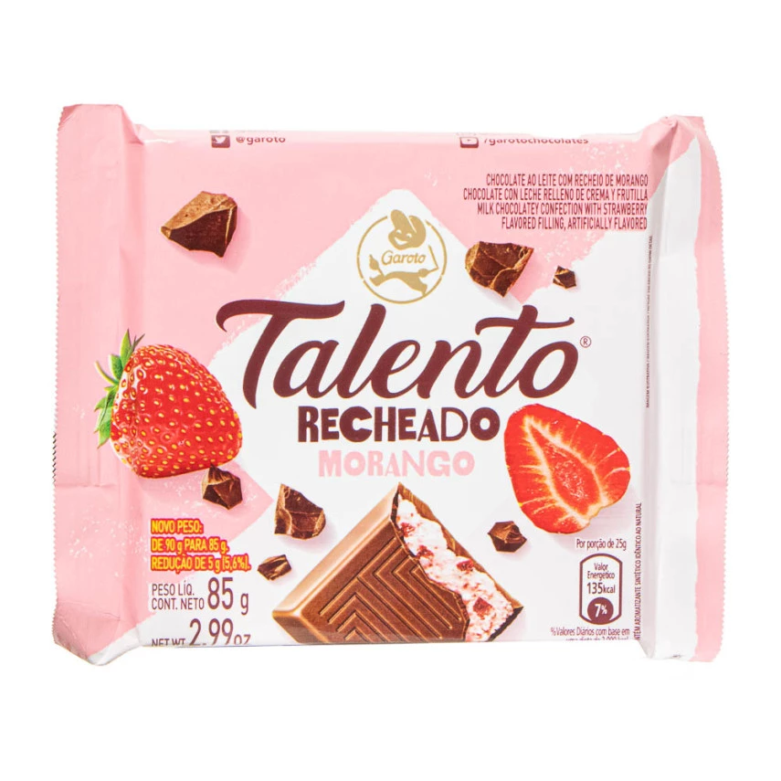 CHOC GAROTO TALENTO MORANGO 85G