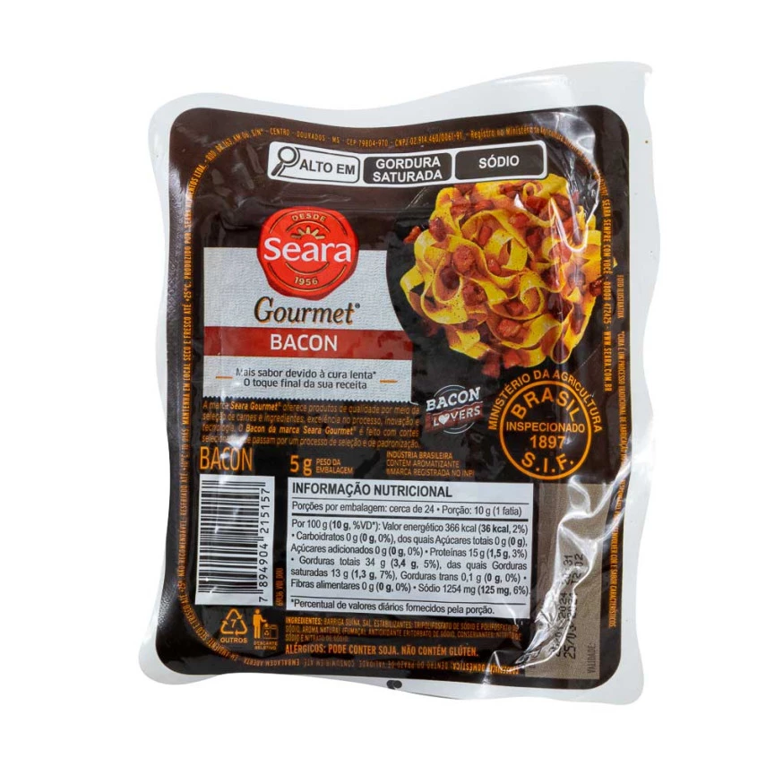 Bacon em tablete SEARA GOURMET kg