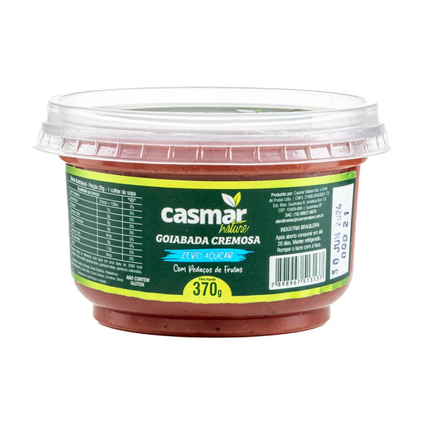 GOIABADA CREMOSA CASMAR ZERO ACUCAR 370G