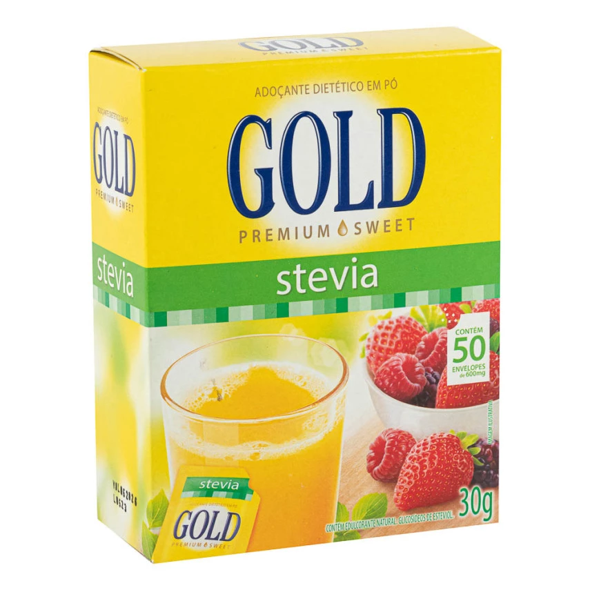 Adoçante Stevia em pó GOLD 50 envelopes
