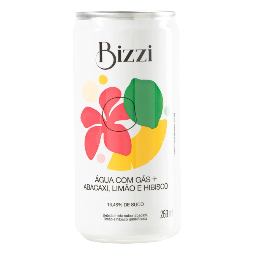 Água Com Gás Sabor Abacaxi, Limão e Hibisco BIZZI 269ml