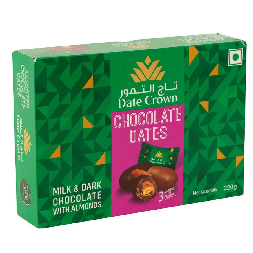Tâmaras com Amêndoas e Chocolate Ao Leite DATE CROWN 220g
