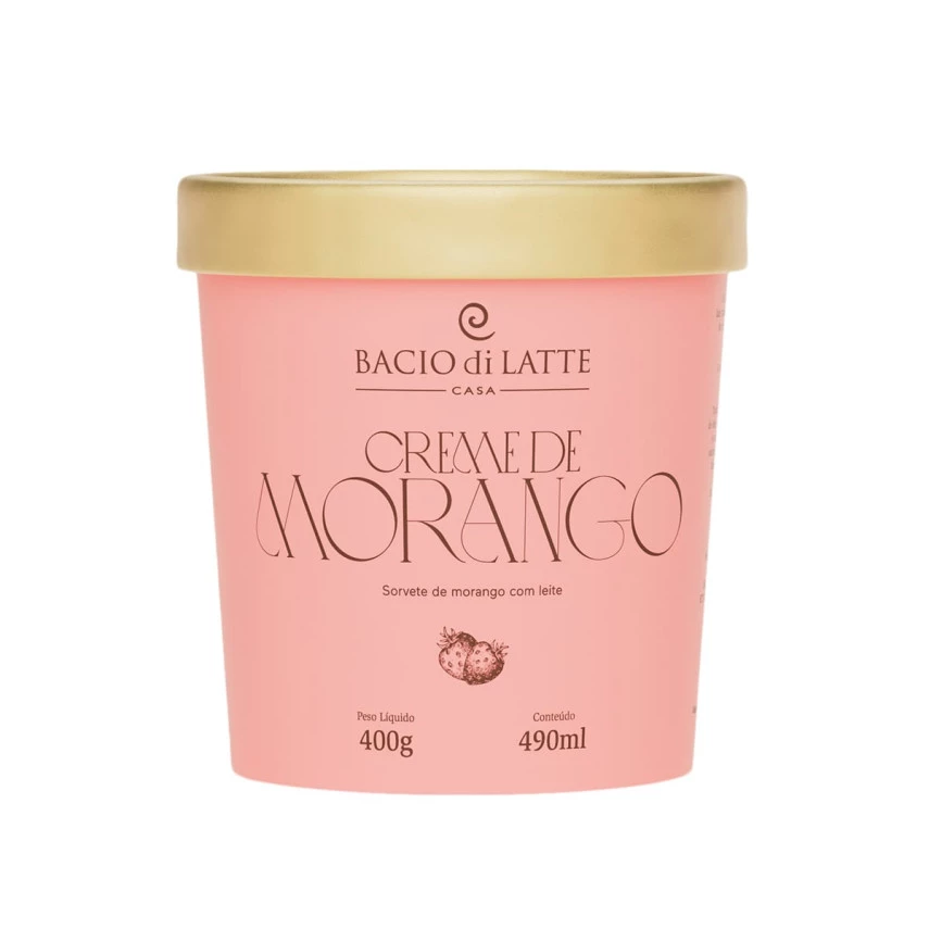 Sorvete Creme de Morango BACIO DI LATTE 490ml