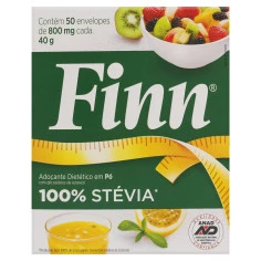 Adoçante Stevia em pó FINN 50 Envelopes