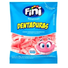 Bala de gelatina Dentaduras sabor Morango e Framboesa FINI 100g