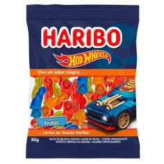 Bala de gelatina Hot Wheels sabor frutas HARIBO 80g