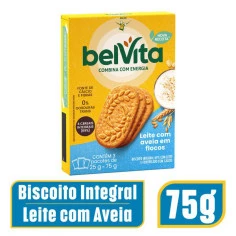 Biscoito Integral Leite com Aveia em Flocos BELVITA 75g