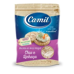 Biscoito de Arroz Integral Chia e Linhaça CAMIL 150g