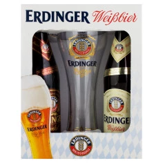 Kit de Cerveja com 1 Copo e 2 Weissbier ERDINGER 500ml