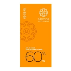 Chocolate com Castanha Pará 60% Cacau Orgânico MENDOÁ 75g