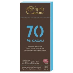 Chocolate 70% Cacau Vegano ESPÍRITO CACAU 80g