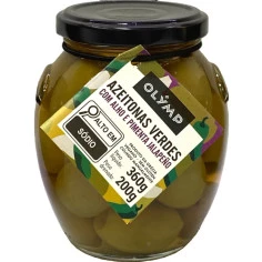 Azeitona Verde com Alho e Pimenta Jalapeño OLÝMP 200g