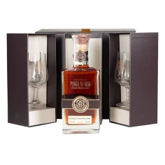 Cachaça Sérgio Reis 80 anos extra premium MEIA LUA 700ml kit com 2 taças