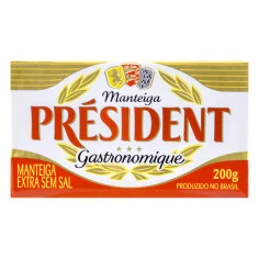 Manteiga Extra Sem Sal Tablete PRESIDENT 200g