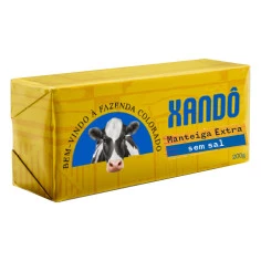 Manteiga Extra Sem Sal Tablete XANDO 200g