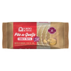 Pão de queijo waffle assado congelado FORNO DE MINAS 400g