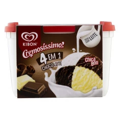 Sorvete 4 em 1 Chocolate + Leite Cremosíssimo KIBON 2L