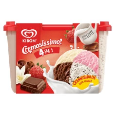 Sorvete 4 em 1 Napolitano + Flocos Cremosíssimo KIBON 2L